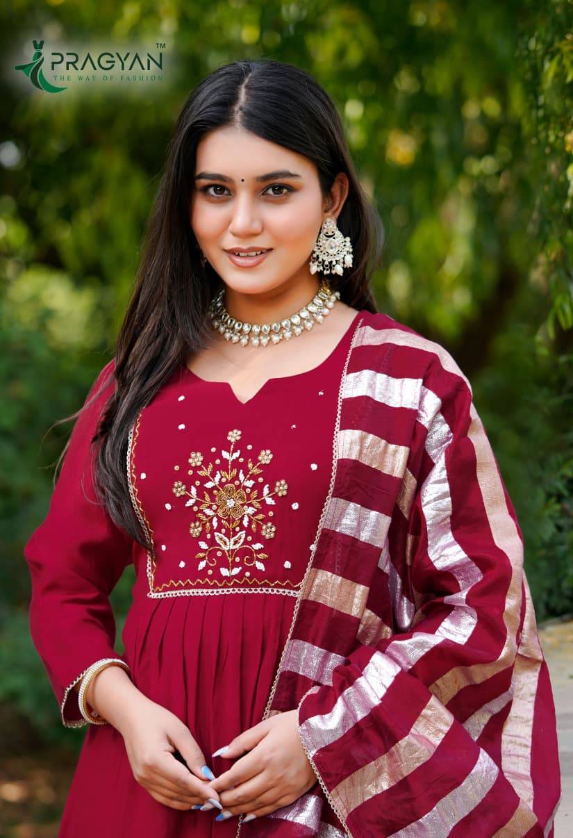 DARPAN VOL 1 by Pragyan 1001 To 1004 Series Beautiful Fancy Stylish Colourful casual wear Premium Viscos Silk Gowns At Wholesale Price